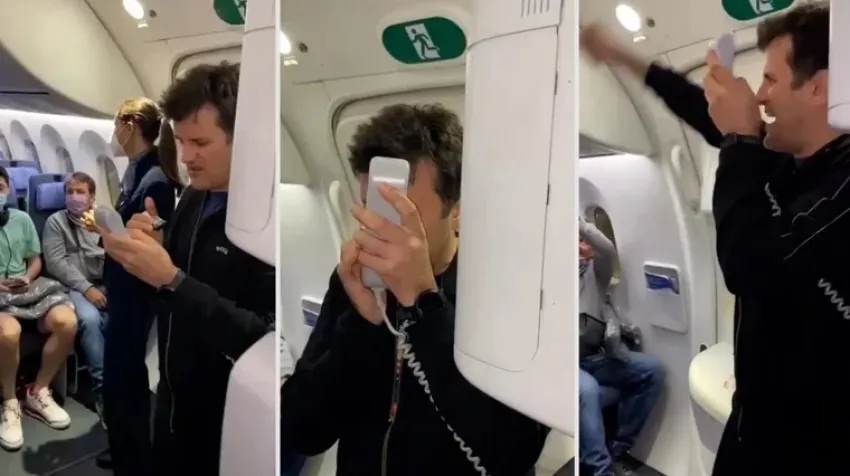 CIRO MARTÍNEZ TOCÓ EL HIMNO EN UN AVIÓN RUMBO A QATAR Y REVOLUCIONÓ A TODOS LOS PASAJEROS
